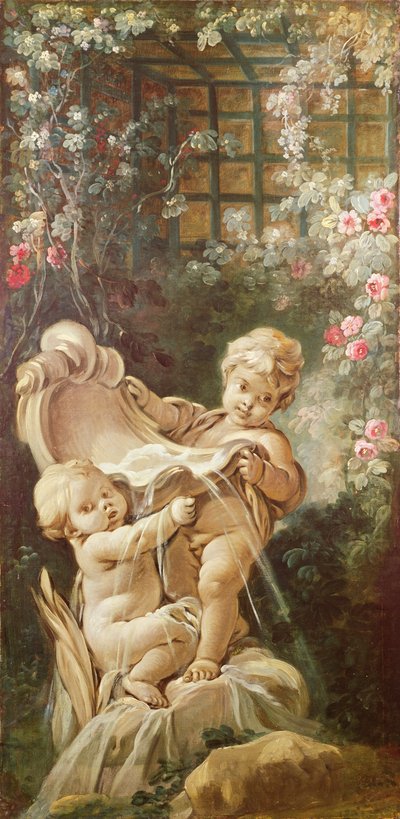 Two Lovers Near a Fountain, c.1750-65 by François Boucher